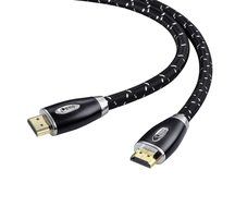 BUSUQ High-Speed Standard HDMI Cable Supports Ethernet, 3D and Audio Return (75 Feet/23 Meter), Black- Red Nylon... N15