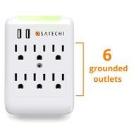 Satechi Slim Surge Protector White (6 AC &amp; 2 USB) 2.4 amp Output for Charging iPhone 6, 5S, 5C, 5, 4S, 4 iPad... N6