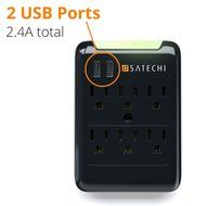 Satechi Slim Surge Protector White (6 AC &amp; 2 USB) 2.4 amp Output for Charging iPhone 6, 5S, 5C, 5, 4S, 4 iPad... N8