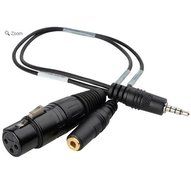 Sescom iPhone/iPod/iPad Right Angle TRRS to XLR Mic &amp; 3.5mm Monitoring Jack Cable, 1 Feet