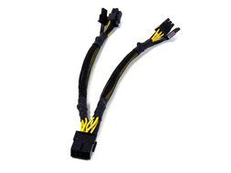 AYA 9" 18AWG PCI-Express (PCI-E) 8-Pin Male to 2x PCI-E 6+2 Female Splitter Cable w/Black Sleeves N2
