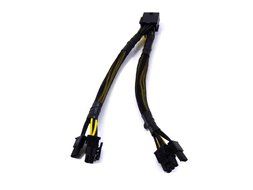 AYA 9" 18AWG PCI-Express (PCI-E) 8-Pin Male to 2x PCI-E 6+2 Female Splitter Cable w/Black Sleeves N3