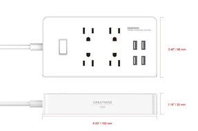 GR-8 Power Compact &amp; Slim Travel Charging Station - International Power Adapter - Surge Protector - Power Strip... N3