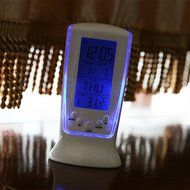 Polytree LED Digital Alarm Clock with Blue Backlight Electronic Calendar Thermometer Gift N5