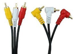 Wv-lq406-1 Triple RCA Stereo Audio and Video Cable - Right Angle to Straight 3.2ft / 1 Meter