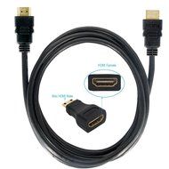 MILAPEAK (2 in 1) Mini-HDMI + Micro-HDMI Male to HDMI Female Adapter with Gold Plated, Black N16