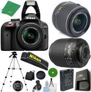 Nikon D3300 - International Version (No Warranty), 18-55mm f/3.5-5.6 DX VR, Nikon 55-200mm f4-5.6G ED DX Nikkor... N2