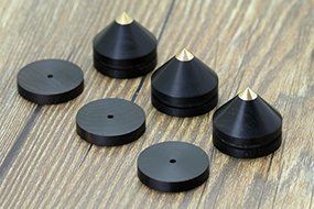 LuguLake Ultra Premium Ebony Wood Speaker Spike Set for Amplifier/Studio Monitor/CD Player/TV Speaker, 4 Packs N4