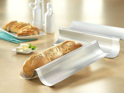 USA Pan Bakeware Aluminized Steel Perforated Italian Loaf Pan, 2-Well N2
