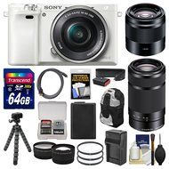 Sony Alpha A6000 Wi-Fi Digital Camera &amp; 16-50mm (White) with 55-210mm &amp; 50mm f/1.8 Lenses + 64GB Card + Case +...