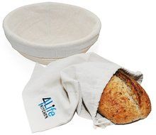 Banneton Proofing Basket, 8.5 inch Brotform Bread Dough bowl with Liner and Linen Bread Storage Bag for Round... N8