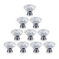 Richohome 10 Pcs Diameter 40mm Diamond Shape Crystal Glass Cabinet Knob Cupboard Drawer Pull Handle/Kitchen Drawer... N2