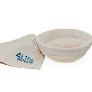 Banneton Proofing Basket, 8.5 inch Brotform Bread Dough bowl with Liner and Linen Bread Storage Bag for Round... N9