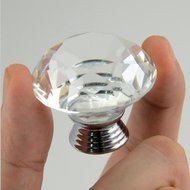 Richohome 10 Pcs Diameter 40mm Diamond Shape Crystal Glass Cabinet Knob Cupboard Drawer Pull Handle/Kitchen Drawer... N3
