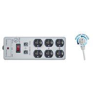 eDragon ED70555 Surge/Modem Protector, Flat Rotating Plug, 6 Outlet, Gray, Metal, Commercial Grade, Power Cord... N2