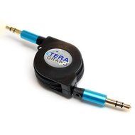 Tera Grand RETA-TE222-BL 3.5 mm Male to Male Stereo Retractable Cable with Aluminum Housing, Blue, 2.9' N10