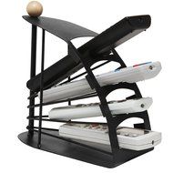 Modern Chic Space Saving Black Metal Fan Design 4 Slot TV Remote Control Storage Organizer Caddy - MyGift