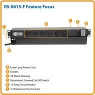 Tripp Lite 6 Outlet Rackmount Network-Grade PDU Power Strip, Front-Facing, 1U, 15A, 15ft Cord with 5-15P Plug... N2