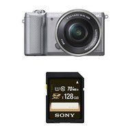 Sony Alpha a5000 Interchangeable Lens Camera with 16-50mm OSS Lens (Silver) with Memory Card