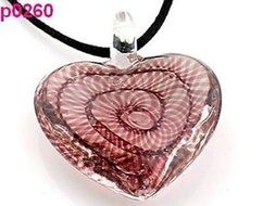 1 pcs elegant heart Murano Lampwork Glass Pendant Necklace