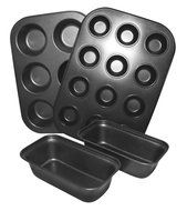 The sharper Image Super wave oven 4-piece baking set Accessory: Muffin Pan, Mini Muffin Pan, 2 Mini Loaf Pan N4