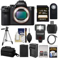 Sony Alpha A7 II Digital Camera Body with 64GB Card + Case + Battery &amp; Charger + Flash + Tripod + Kit