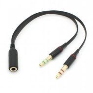 CY Black Dual 3.5mm Male to Single Female Headphone Microphone Audio Splitter Cable for Cell Phone &amp; Tablet &amp;... N3