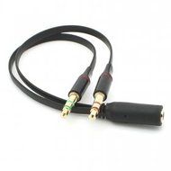 CY Black Dual 3.5mm Male to Single Female Headphone Microphone Audio Splitter Cable for Cell Phone &amp; Tablet &amp;... N4
