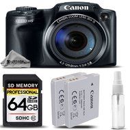 Canon Power Shot SX510 HS Point-and-Shoot Camera + Backup Battery + 64 Class 10 Memory Card + SD/SDHC Memory Card... N2