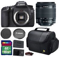 Canon 7D DSLR Camera + 18-55mm f/3.5-5.6 IS STM Lens + 16 GB SDHC Memory Card + Front Lens Cap + Rear Lens Cap...
