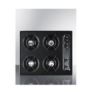 Summit TNL033 24" Wide Gas Cooktop with 4 Burners Porcelain Enamel Surface Recessed Top Porcelain Enameled Steel...