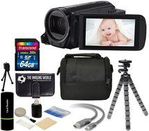 Canon VIXIA HF R700 57x Zoom Full HD 1080p Video IS Digital Camcorder (Black) + 64GB Card + Case + Tripod + Digital...