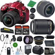 Nikon D5300 International Version - No Warranty, 18-55mm f/3.5-5.6 DX VR, Nikon 55-200mm f4-5.6G VR Nikkor, 2pcs... N2