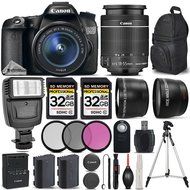 Canon EOS 70D DSLR Camera + Canon 18-55mm IS STM Lens + Flash + 0.43X Wide Angle Lens + 2.2x Telephoto Lens +... N3