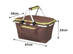 Folding Shopping Basket Picnic Basket Ice Pack Insulation 47*28*22Cm N3