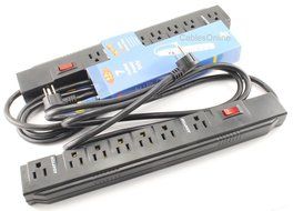 CablesOnline, Power Strip with 5 Horizontal + 2 Adapter Outlets w/6-foot Cable , SP-036 N6