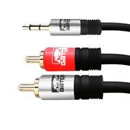 Gator Cable 10 feet red and silver auxiliary 3.5mm audio plug male to 2 RCA plug male stereo digital and analog... N4