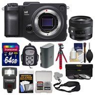 Sigma sd Quattro ILC Digital Camera &amp; 30mm f/1.4 ART Lens with 64GB Card + Backpack + Flash + Battery + Tripod...