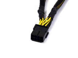 AYA 9" 18AWG PCI-Express (PCI-E) 8-Pin Male to 2x PCI-E 6+2 Female Splitter Cable w/Black Sleeves N4