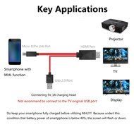 Bosmix 6.5 Feet 11 Pin Mircro USB (MHL) to HDMI adapter cable 1080P HDTV for Samsung Galaxy S3/S4/S5, Note 2/3... N8