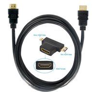 MILAPEAK (2 in 1) Mini-HDMI + Micro-HDMI Male to HDMI Female Adapter with Gold Plated, Black N21