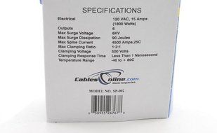 CablesOnline, 6 Outlet Surge Strip , Horizontal , 90 Joules, 24in (2 ft.) Cable, (SP-002) N4