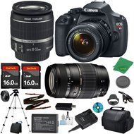 Canon EOS Rebel T5 Camera with 18-55mm IS Lens + Tamron 70-300mm AF + 2pcs 16GB Memory + Camera Case + Memory...
