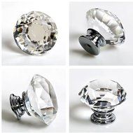 Richohome 10 Pcs Diameter 40mm Diamond Shape Crystal Glass Cabinet Knob Cupboard Drawer Pull Handle/Kitchen Drawer... N4