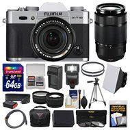 Fujifilm X-T10 Digital Camera &amp; 18-55mm XF (Silver) &amp; 50-230mm II Lens + 64GB Card + Case + Flash + Battery &amp;...