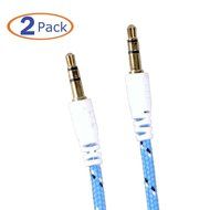 Nylon Braided Audio Cable, Conwork 2-Pack 3.5mm Male To Male Car and Home Stereo Cloth Jacketed Tangle-Free Auxiliary... N5