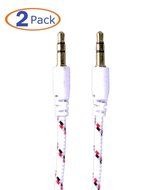 Nylon Braided Audio Cable, Conwork 2-Pack 3.5mm Male To Male Car and Home Stereo Cloth Jacketed Tangle-Free Auxiliary... N6