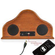 Pyle 2-in-1 Retro Vintage Style Clock &amp; Bluetooth Stereo Speaker System, Brown (PVNTLCL41BT) N5