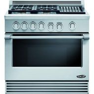 DCS RGV364GLL Professional 36" Stainless Steel Liquid Propane Sealed Burner Range - Convection