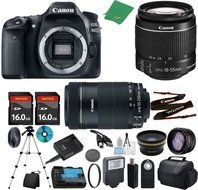 Canon EOS 80D Camera with 18-55mm IS STM + 55-250mm STM + 2pcs 16GB Memory + Case + Memory Reader + Tripod + ZeeTech...
